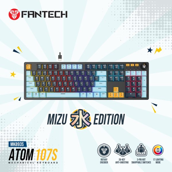Fantech MK893S ATOM107S MIZU Edition Mechanical Keyboard, Navy Blue - Image 2