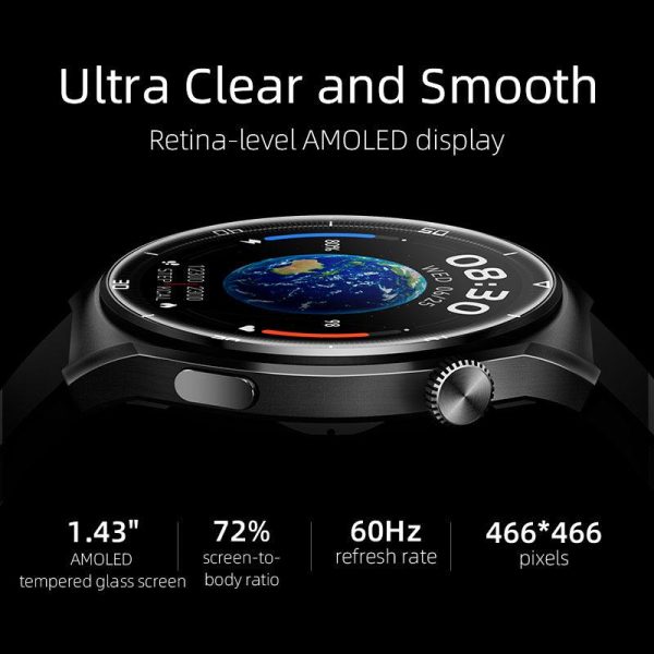 QCY GT2 1.43" AMOLED Bluetooth Calling Smart Watch, Black - Image 4