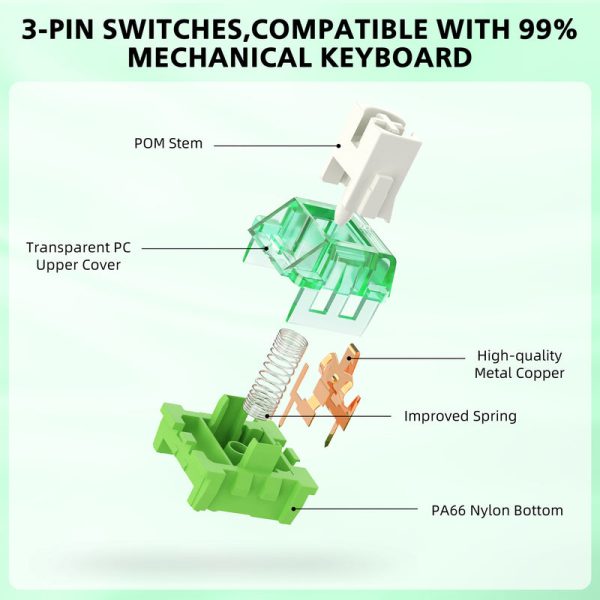 Attack Shark Jelly Green Factory Lubed Switches - Image 3