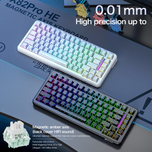 ATTACK SHARK X82PRO HE Tri-Mode Wireless Rapid Trigger Gaming Keyboard, Comic - Image 10