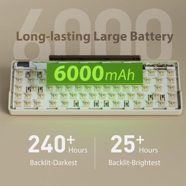 ROYAL KLUDGE RK M70 Tri-Mode Wireless With TFT Screen Gasket Mounted Mechanical Keyboard, Mocha Grey - Image 12