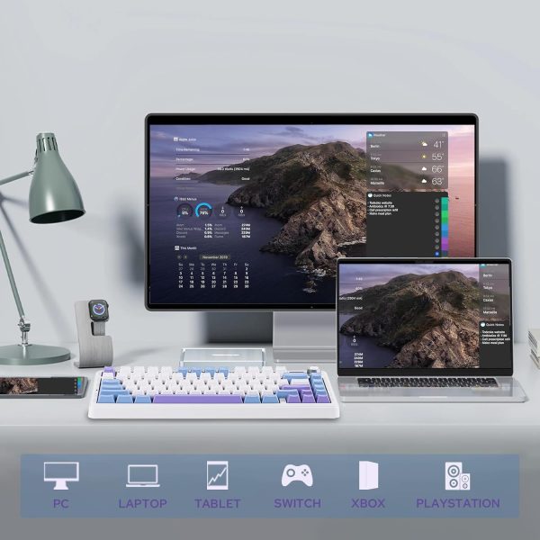 AULA F75 MAX Tri-Mode Wireless Gasket Mechanical Keyboard with TFT Screen and Knob, White Blue - Image 7