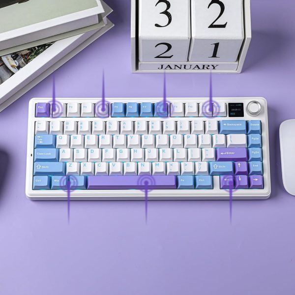 AULA F75 MAX Tri-Mode Wireless Gasket Mechanical Keyboard with TFT Screen and Knob, White Blue - Image 10