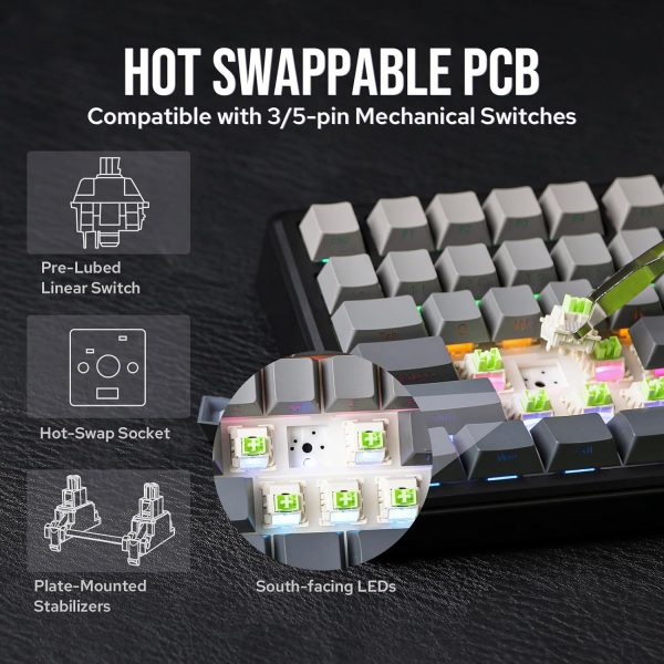AULA F75 MAX Tri-Mode Wireless Gasket Mechanical Keyboard with TFT Screen and Knob, Black Gradient - Image 15