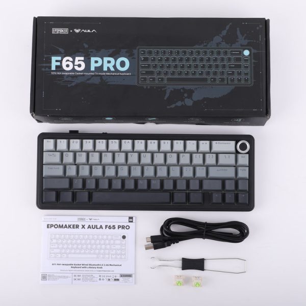 AULA F65 Pro Tri-Mode Wireless Gasket Mechanical Keyboard, Gradient Grey - Image 10