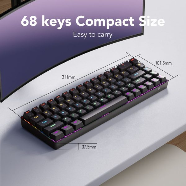 Sunsonny N-J6PRO Hot-Swappable Wired Mechanical Keyboard, Black - Image 3
