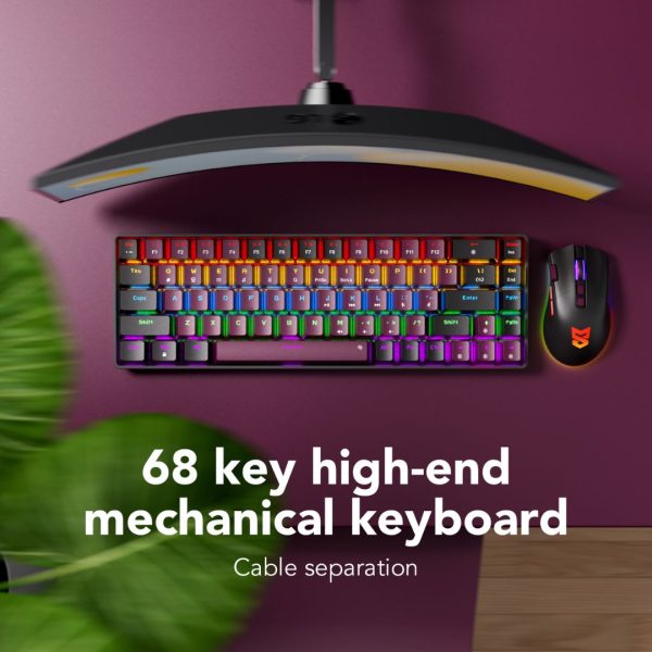 Sunsonny N-J6PRO Hot-Swappable Wired Mechanical Keyboard, Black and Red - Image 5