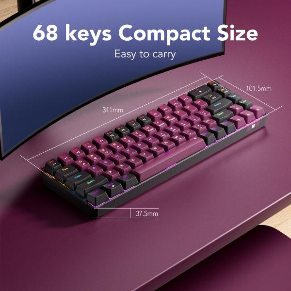 Sunsonny N-J6PRO Hot-Swappable Wired Mechanical Keyboard, Black and Red - Image 7