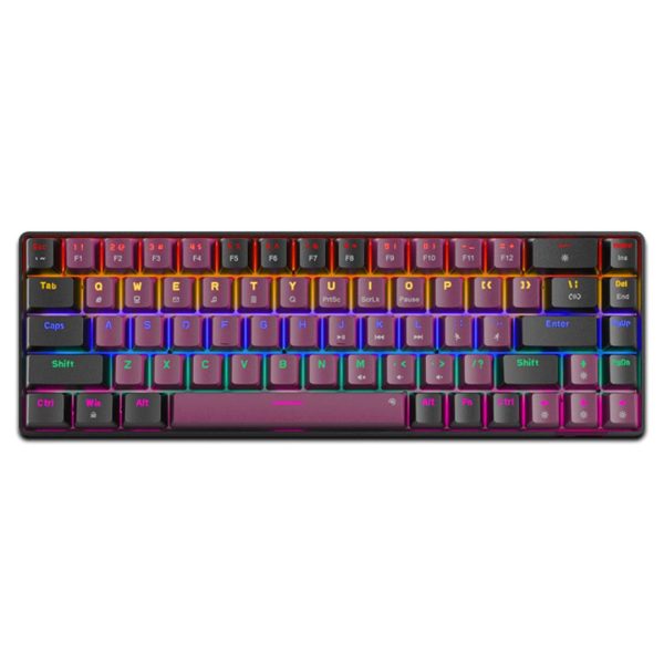 Sunsonny N-J6PRO Hot-Swappable Wired Mechanical Keyboard, Black and Red