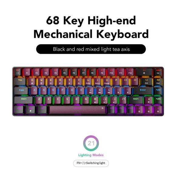 Sunsonny N-J6PRO Hot-Swappable Wired Mechanical Keyboard, Black and Red - Image 8