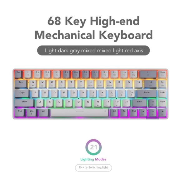 Sunsonny N-J6PRO Hot-Swappable Wired Mechanical Keyboard, Dark And Light Gray - Image 8