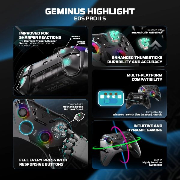 FANTECH EOS PRO II WGP15V2S WIRELESS GAMEPAD, GEMINUS BLACK - Image 6