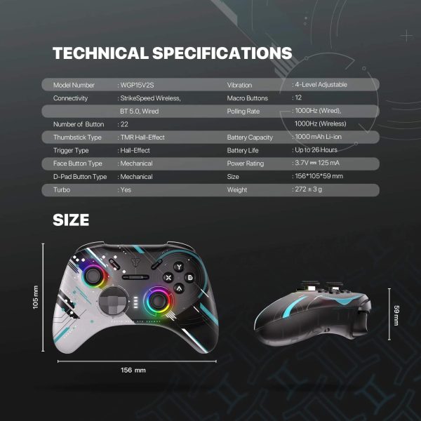 FANTECH EOS PRO II WGP15V2S WIRELESS GAMEPAD, GEMINUS BLACK - Image 11