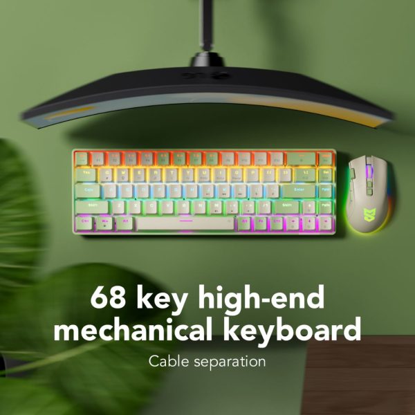 Sunsonny N-J6PRO Hot-Swappable Wired Mechanical Keyboard, Green And White - Image 2