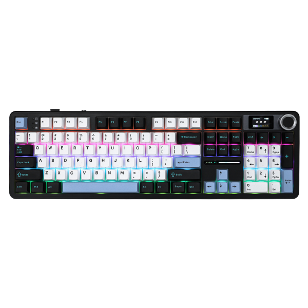 AULA F108 PRO Tri-Mode Wireless Hot-Swappable Mechanical Keyboard, Black White - Image 2