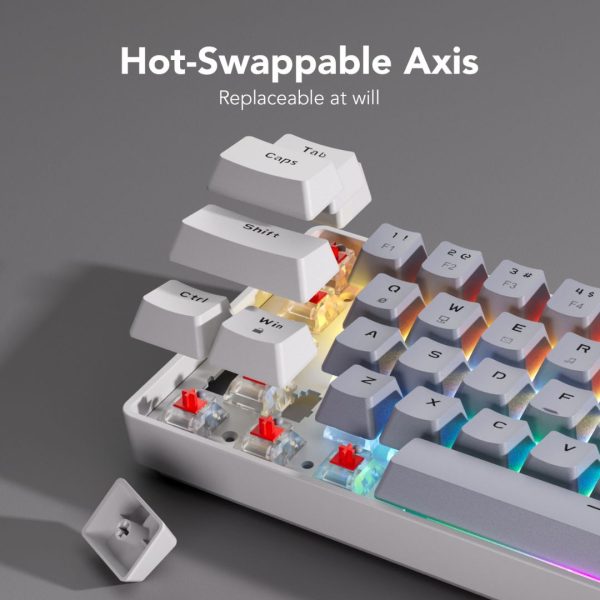 Sunsonny N-J6PRO Hot-Swappable Wired Mechanical Keyboard, Light And Dark Gray - Image 3