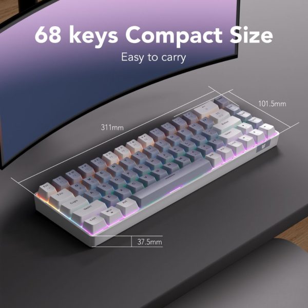 Sunsonny N-J6PRO Hot-Swappable Wired Mechanical Keyboard, Light And Dark Gray - Image 5