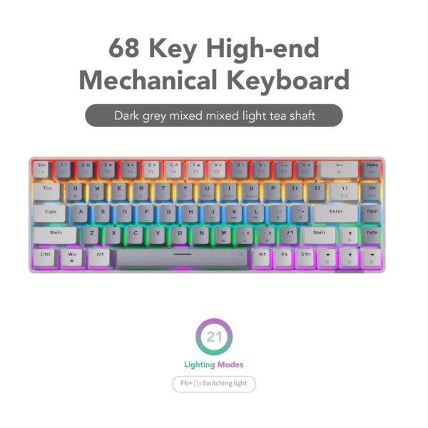 Sunsonny N-J6PRO Hot-Swappable Wired Mechanical Keyboard, Light And Dark Gray - Image 6