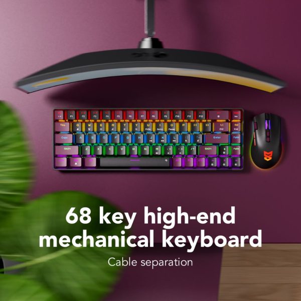 Sunsonny N-J6PRO Hot-Swappable Wired Mechanical Keyboard, Red and Black - Image 5