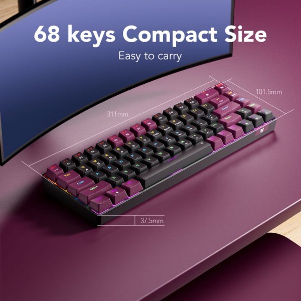 Sunsonny N-J6PRO Hot-Swappable Wired Mechanical Keyboard, Red and Black - Image 7