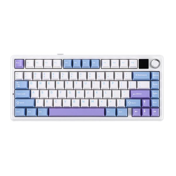 AULA F75 MAX Tri-Mode Wireless Gasket Mechanical Keyboard with TFT Screen and Knob, White Blue