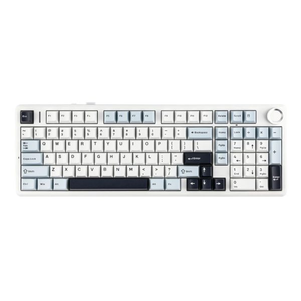 AULA F99 PRO Tri-Mode Wireless Gasket-Mounted Mechanical Keyboard with Knob, White Blue