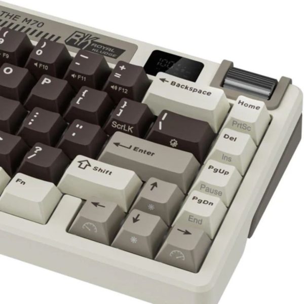 ROYAL KLUDGE RK M70 Tri-Mode Wireless With TFT Screen Gasket Mounted Mechanical Keyboard, Mocha Grey - Image 7