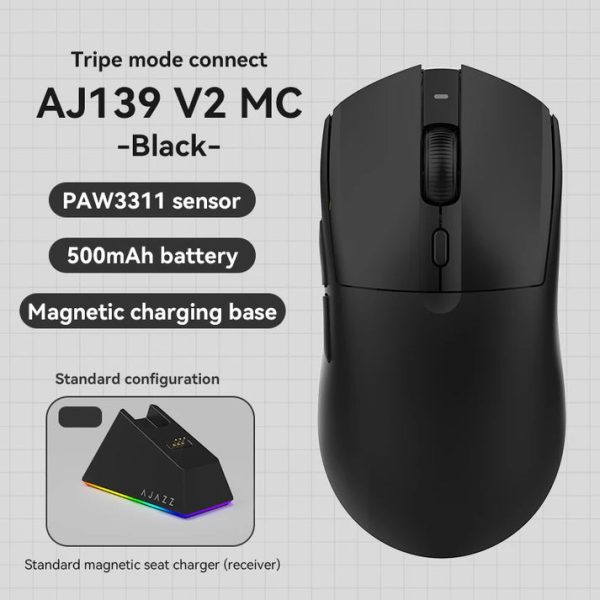 Ajazz AJ139 V2 MC Tri-Mode Wireless Gaming Mouse with Charging Dock - Image 3