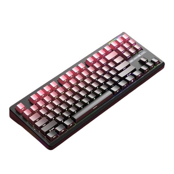 LINGBAO K87 Tri-Mode HI-FI Wireless RGB Mechanical Keyboard, Gradiant Black Pink (Leobog Purple King Switch)
