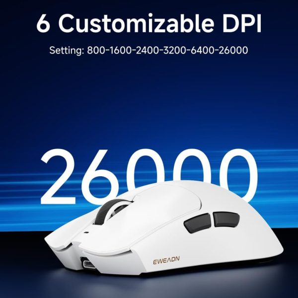 EWEADN S9 Ultra Tri-Mode Wireless Gaming Mouse, White - Image 5
