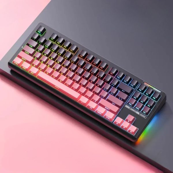 LINGBAO K87 Tri-Mode HI-FI Wireless RGB Mechanical Keyboard, Gradiant Black Pink (Leobog Purple King Switch) - Image 2