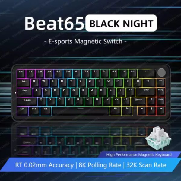 XINMENG Beat65 Wired 8K HZ Low-latency Magnetic Switch Mechanical Keyboard, Night Black - Image 2