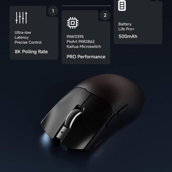 Eweadn S9 Pro Tri-Mode Wireless Gaming Mouse, Black - Image 4