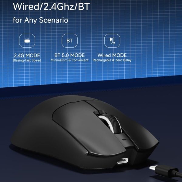 Eweadn S9 Pro Tri-Mode Wireless Gaming Mouse, Black - Image 5