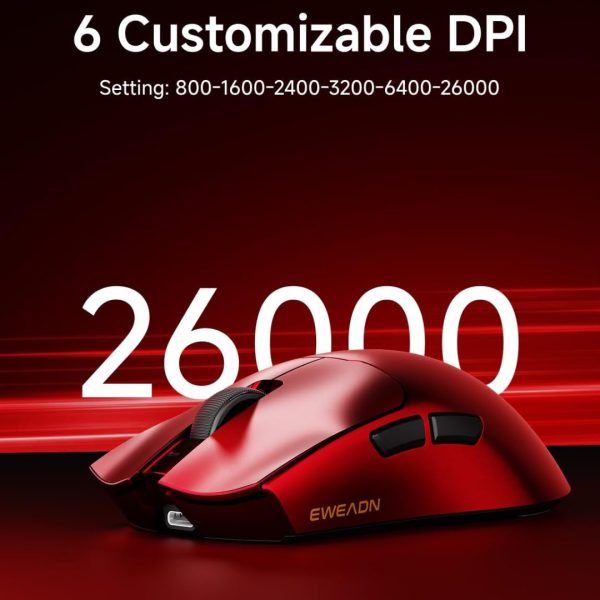 Eweadn S9 Pro Tri-Mode Wireless Gaming Mouse, Red - Image 6