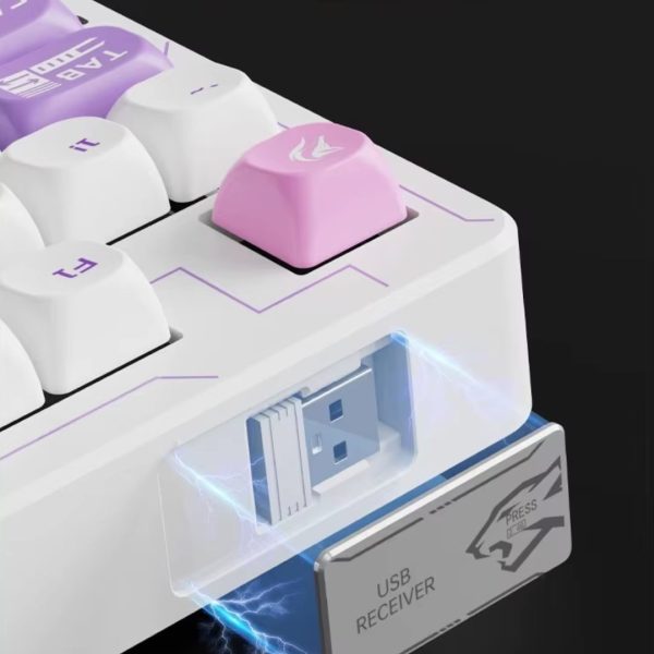 LINGBAO K87 Tri-Mode HI-FI Wireless RGB Mechanical Keyboard, Gradiant Black Pink (Leobog Purple King Switch) - Image 4