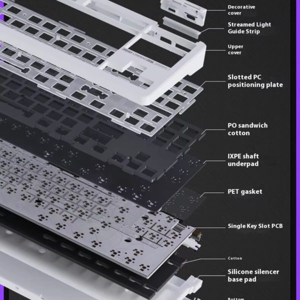 LINGBAO K87 Tri-Mode HI-FI Wireless RGB Mechanical Keyboard, Gradiant Black Pink (Leobog Purple King Switch) - Image 8