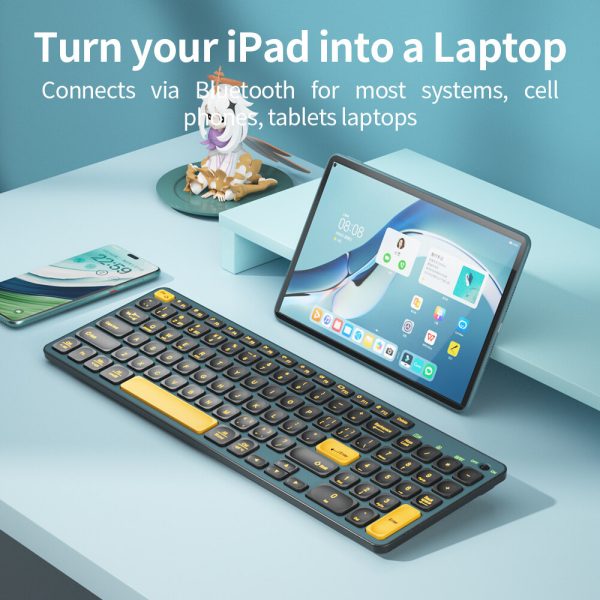 BOW HD305CL-2 Dual Mode Rechargeable Wireless Keyboard, Cyan Blue - Image 5