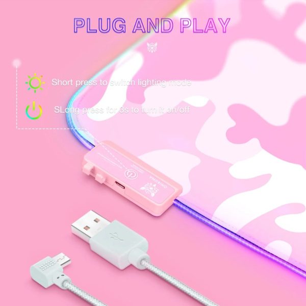 Onikuma MP005 RGB Gaming Mousepad Pink - Image 2