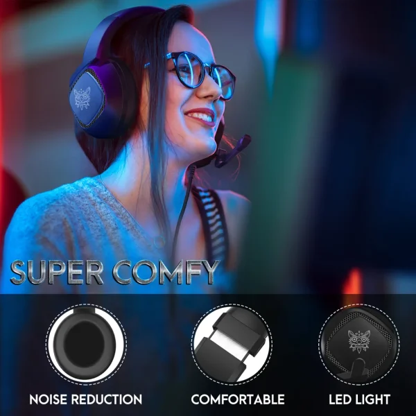 ONIKUMA K19 RGB Gaming Headphone, Black - Image 6