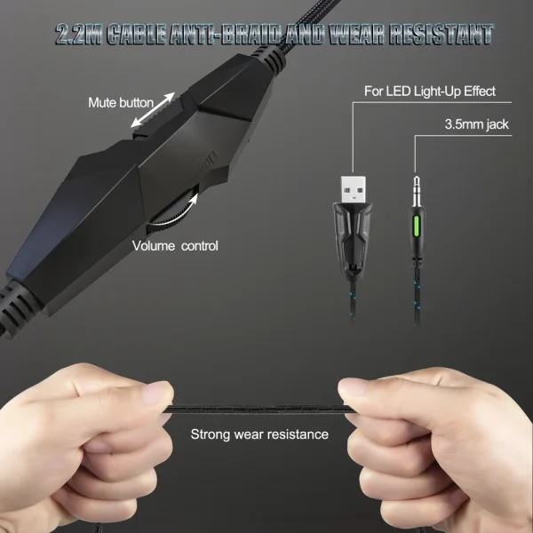 ONIKUMA K19 RGB Gaming Headphone, Black - Image 5