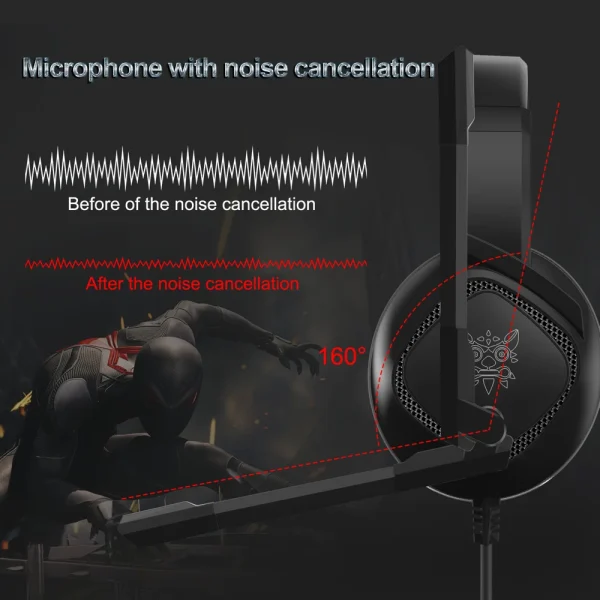 ONIKUMA K19 RGB Gaming Headphone, Black - Image 3