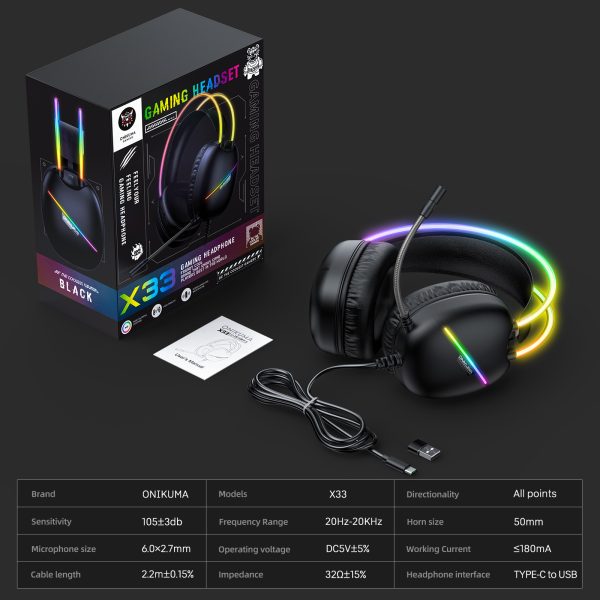 ONIKUMA X33 Wired Gaming Headset - Image 9