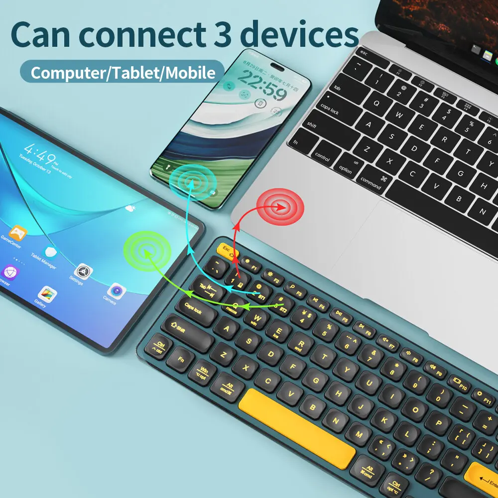 BOW HD305CL-2 Dual Mode Rechargeable Wireless Keyboard, Cyan Blue 9 BOW HD305CL-2 Dual Mode Rechargeable Wireless Keyboard, Cyan Blue - Image 9