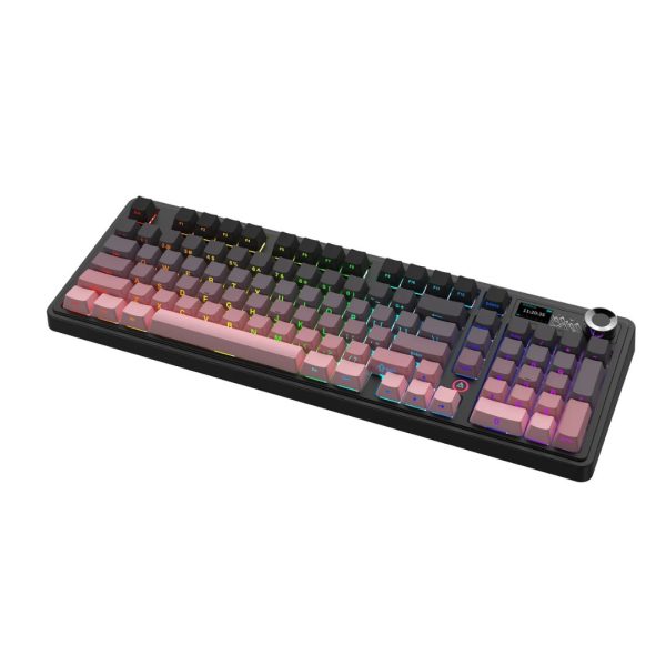 Ajazz AK980 Tri-mode with TFT Color Screen Hot-Swappable Mechanical Keyboard, Black Pink - Image 6