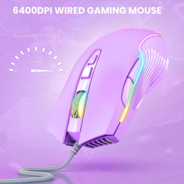 ONIKUMA CW905 Wired Gaming Mouse, Purple - Image 5
