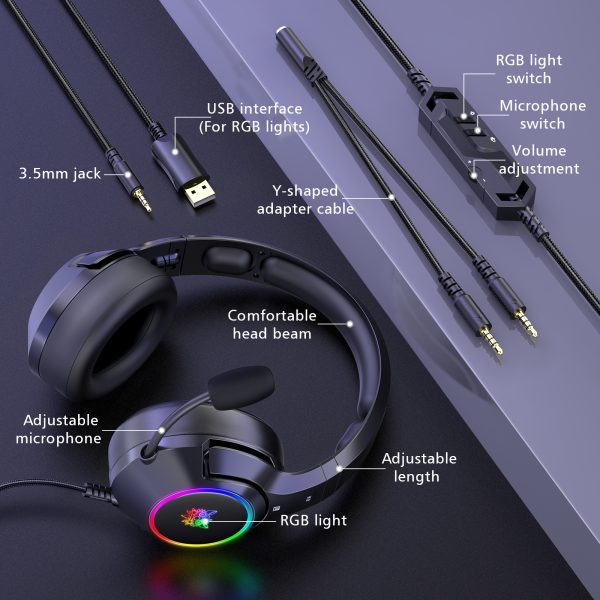 ONIKUMA K9 RGB Stereo Gaming Headset, Black - Image 5