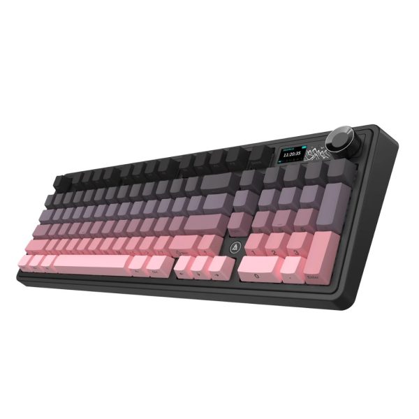 Ajazz AK980 Tri-mode with TFT Color Screen Hot-Swappable Mechanical Keyboard, Black Pink - Image 4