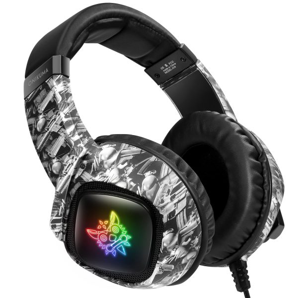 ONIKUMA K19 RGB Gaming Headphone, Camou-Gray - Image 5