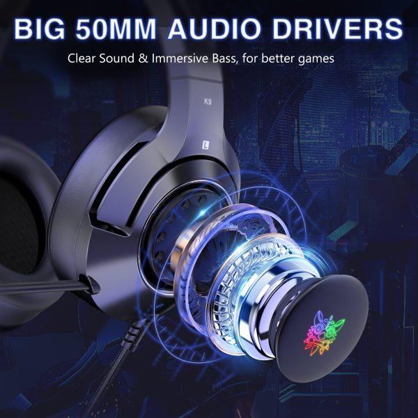 ONIKUMA K9 RGB Stereo Gaming Headset, Black - Image 7
